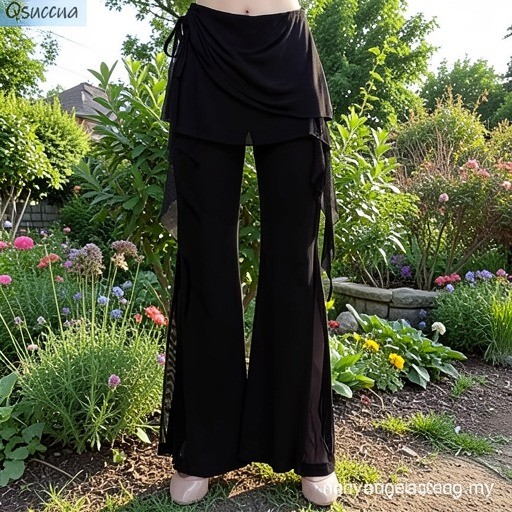 Qsuccua Adult Ladies Latin Dance Mesh Flared Culottes Professional Practice Performance Pants JHVC LE08