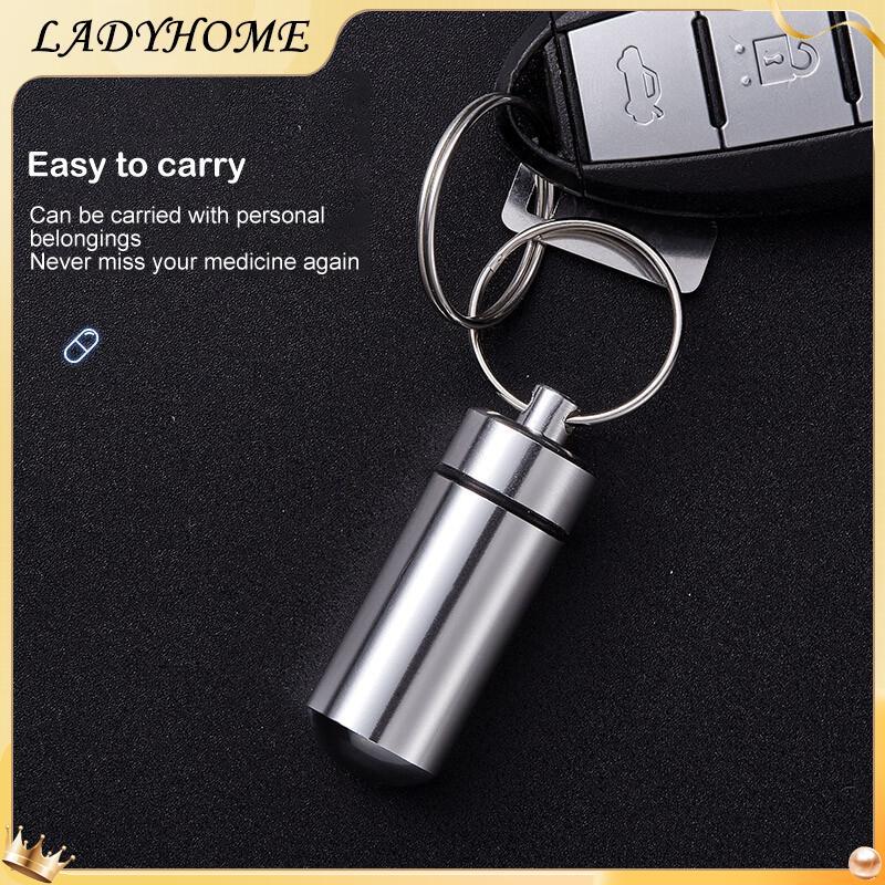 LH Waterproof Aluminum Medicine Pill Box Case Bottle Keychain for Travel Camping KZ
