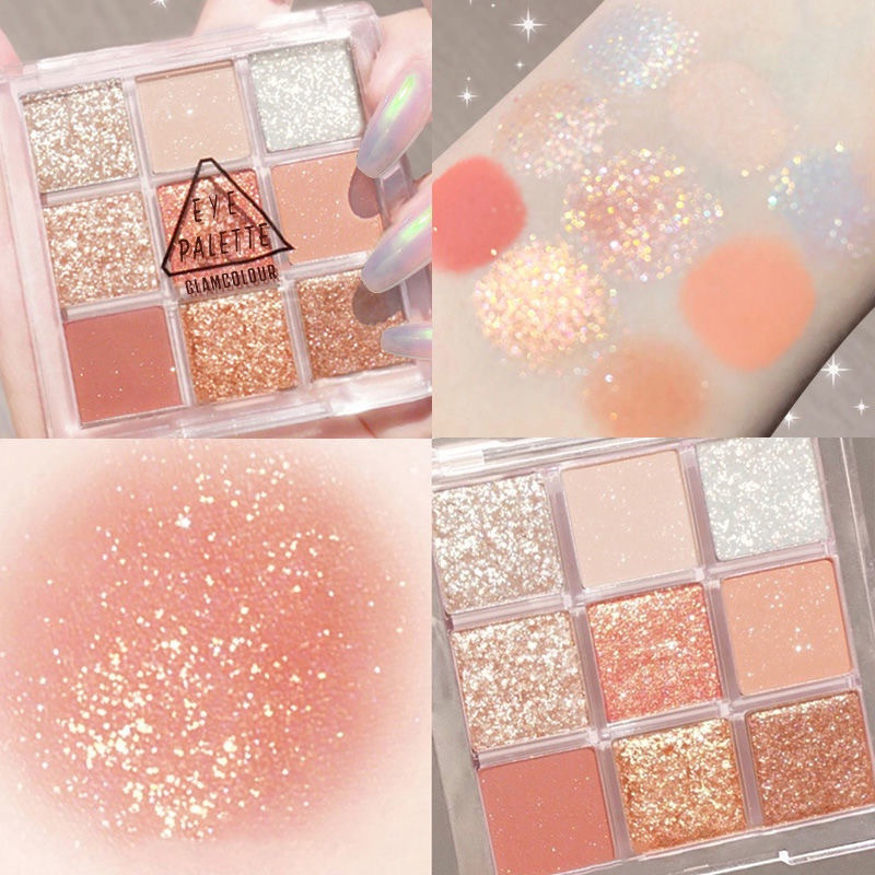 9 Colors Acrylic Eyeshadow Palette Pearlescent Matte Earth Color Eyeshadow Makeup Palette Waterproof Korean Makeup