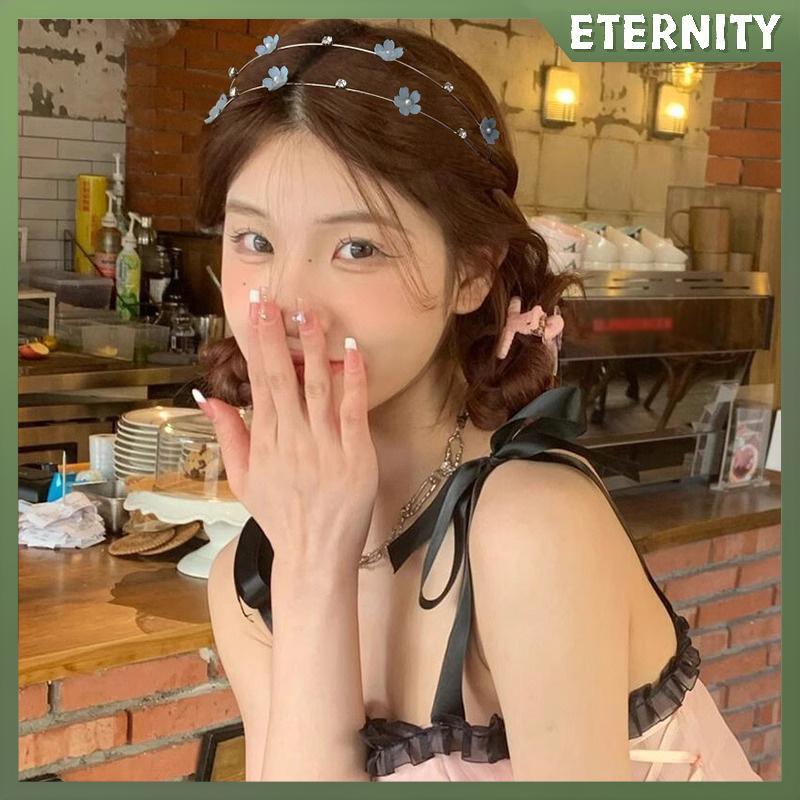 ETERNITY Simple Double Layer Metal Hairbands Elegant Rhinestone Flower  Fashion Women Head Hoop Hair Styling Headwear Accessories