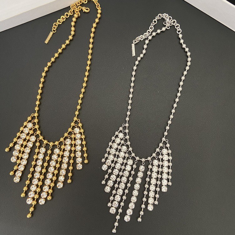 New Necklace Tassel Crystal Round Bead Design Exaggerated Classy Necklace