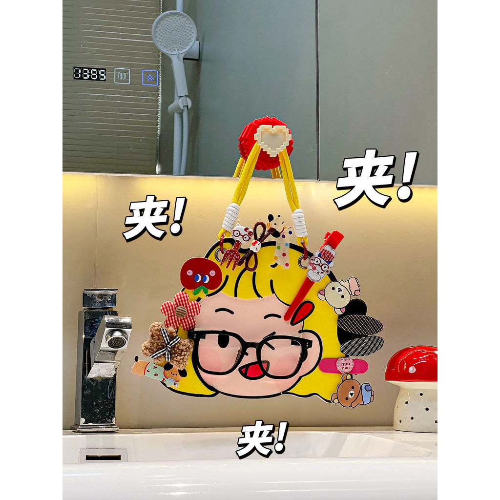 Original Cute Multifunctional Hair Ring Clip Storage Rope Cartoon Wall-Mounted Hair Clip Hair Accessories Storage Handy Tool Glasses Holder