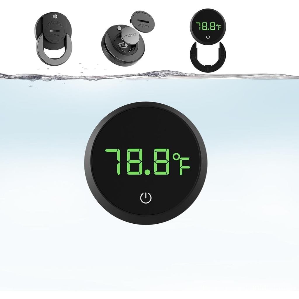 Carefree Fish Aquarium Digital Thermometer Cordless Replaceable Battery LED Display Temperature Measurement Error ±0.9℉(US Patent Number:D1038779S)