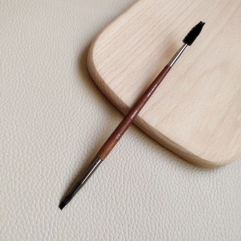 M Home Log 274 Double-Headed Makeup Brush Soft Bristles Angled Eyebrow Brush Eyeliner Brush+Spiral Eyebrow Eyelash Comb