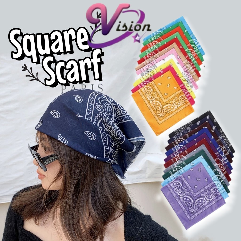 Vintage Square Scarf Unisex Hip Hop Paisley Classic Cotton Scarves Fashion Headband (55cm) Versatile Decorative Scarf