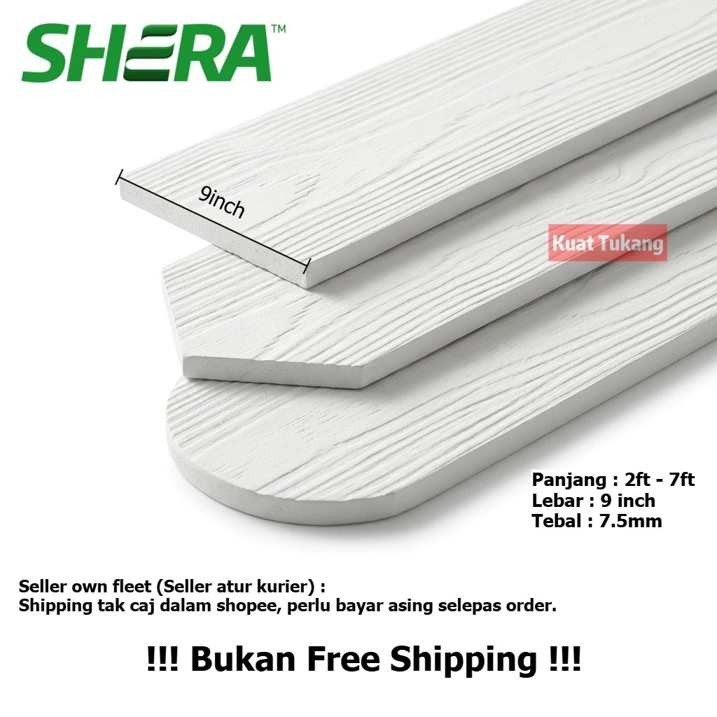 SHERA PLANK 9 INCI x 7.5MM / FACIAL BOARD / PAPAN CANTIK / PAGAR DINDING / PAPAN LELEH / CEMENT FIBRE