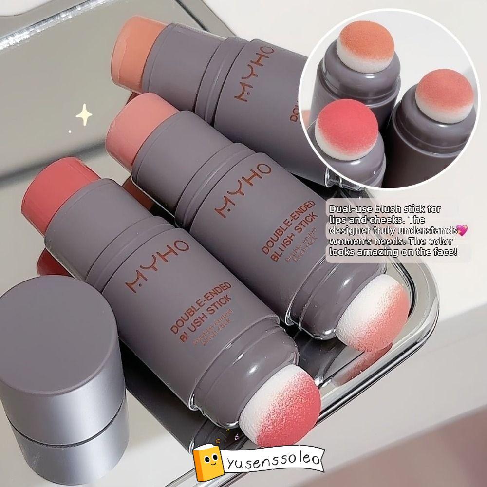 YUSENSSOLEO Blush Cream, Blendable Waterproof Double Head Blush Stick,  Long Lasting Natural Matte Shimmer  Face Makeup Stick for Cheeks & Lips