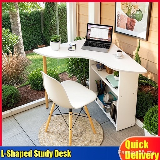 Free shipping Study Table with Book Shelf, Study Table with Drawer, L-Shaped Study Desk, Computer Table, Corner Table with Chair, table, laptop table, small again VZCH