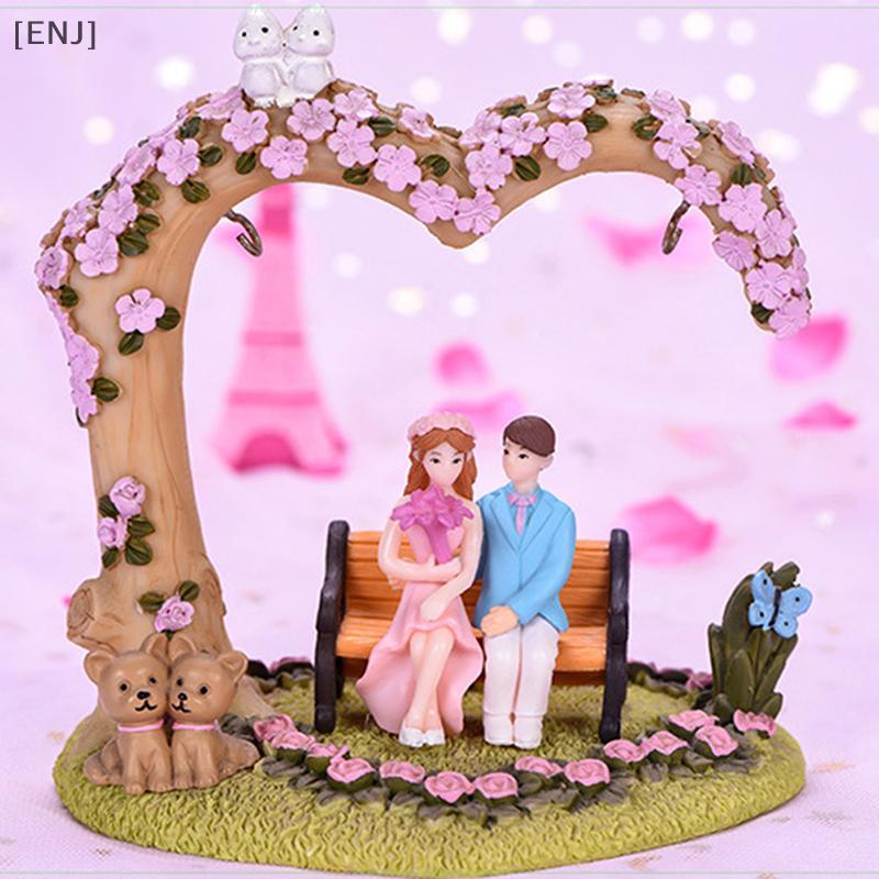 [ENJ] 1Pair Couple On Chair Figurines Miniature Craft Fairy Garden Gnome Moss Gift