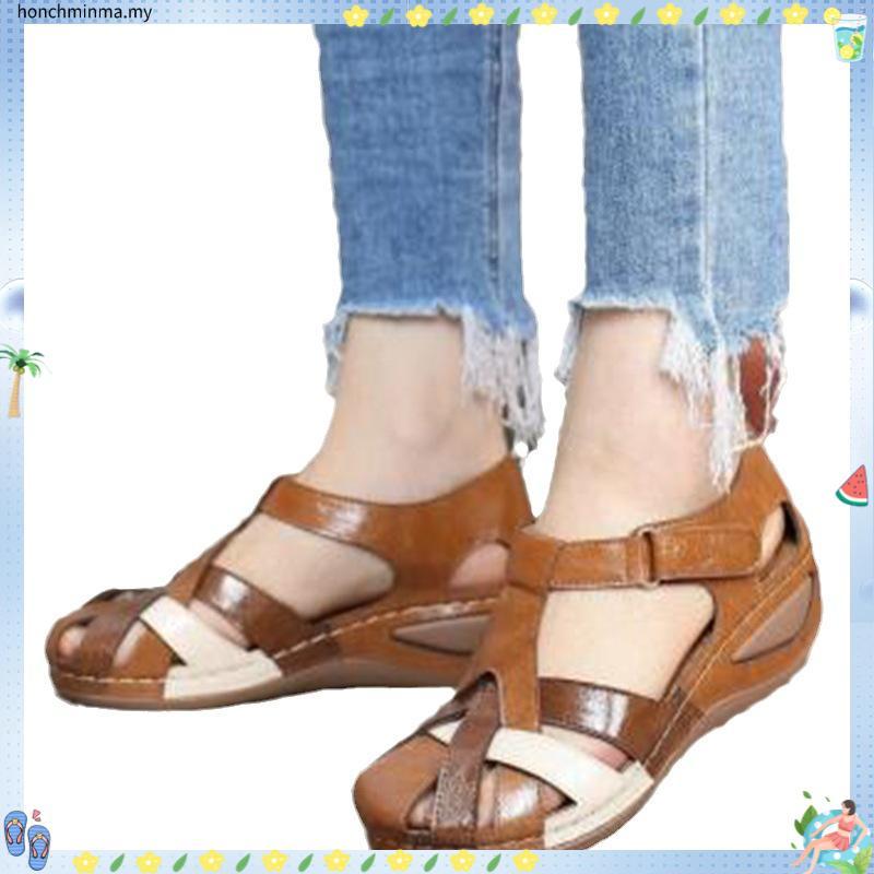 Medifeet Summer New Style Retro Round Toe Wedge Heel Ladies Women Sandals