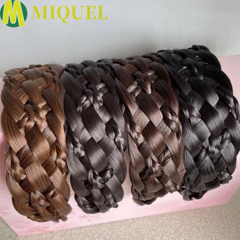 MIQUELZA Six Strand Wig Headband Twist Braided Fishbone Braid Retro Simple Non-slip Girl Female Hairbands