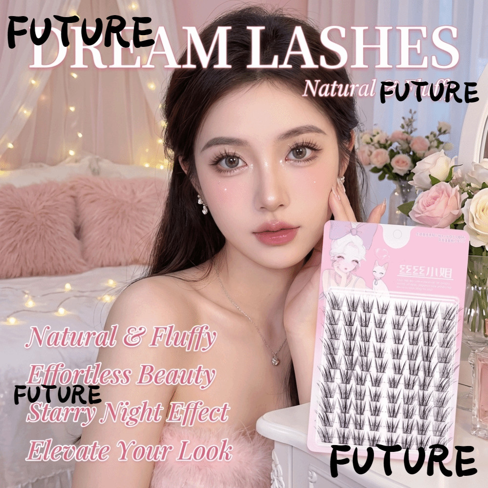HL-FUTU 80 Clusters Self Adhesive False Eyelashes, Gentle 7-14MM DIY Lashes Extension, Trendy No Glue Needed Eye Makeup Glue Free -Style Fake Eyelashes Party