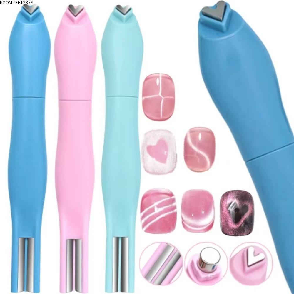 BOOMLIFE1232T Heart Cat Eye Magnet for Nails, Multifunctional 3IN1 Cat Eye Magnetic Nail Art Tool,  DIY Portable Snake Pattern Heart Cat Eye Magnet for Cat Eye Gel Polish
