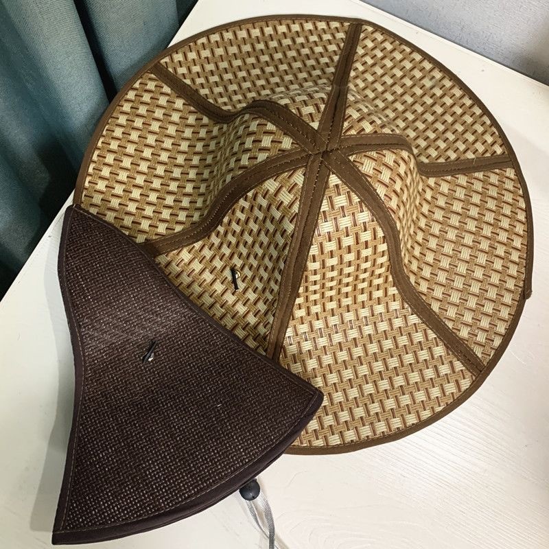 Summer Leisure Sunscreen Breathable Fishing Hat Male Big Brim Foldable Straw Hat Outdoor Farmers Work Sunshade Cool Hat Female