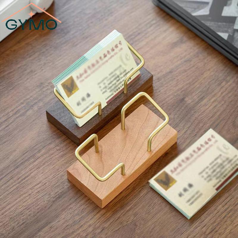 [GYMO] Business Card Holder Organizer Office Desk Display Stand Memo Counter Accessories Tabletop Shelf Home Wooden Card Holder Storage MY