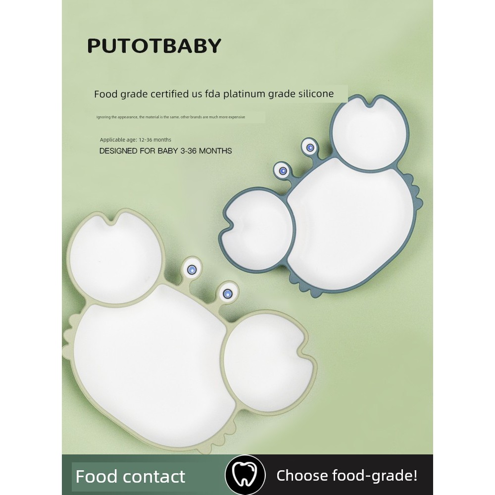 ✅ baby ✅ Non-Slip Round in stock Children's Solid Food Bowl Silicone Baby Special Microwaveable Suction Cup Integrated Eat Learning Plate 1-2 Years Old and Half