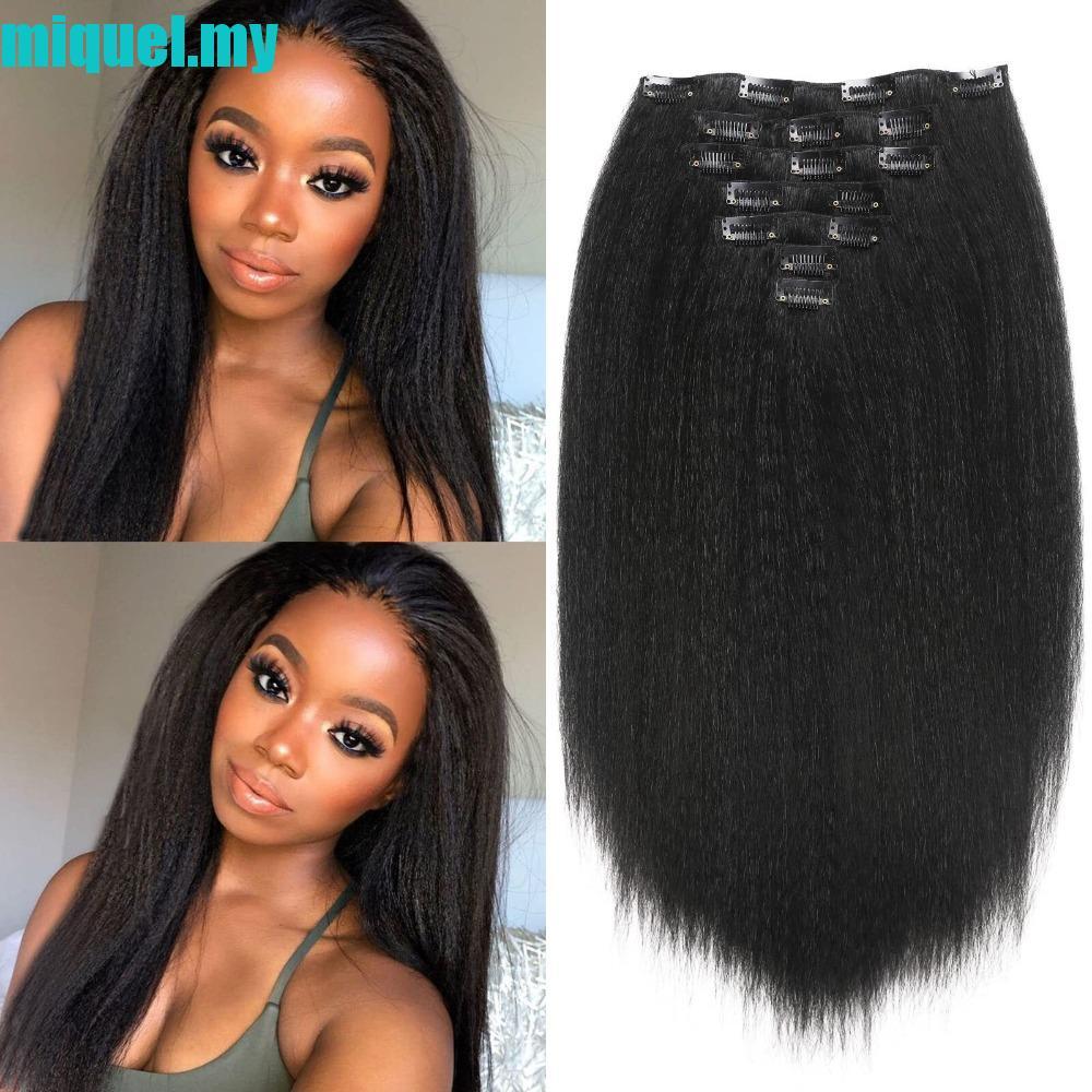 MIQUEL 7Pcs/set Synthetic Hair Extensions, 16Clips 14/18/24inch Long Clip On Hairpiece, Fluffy Natural Layered Seamless Yaki Straight Thick hair For Women Girls