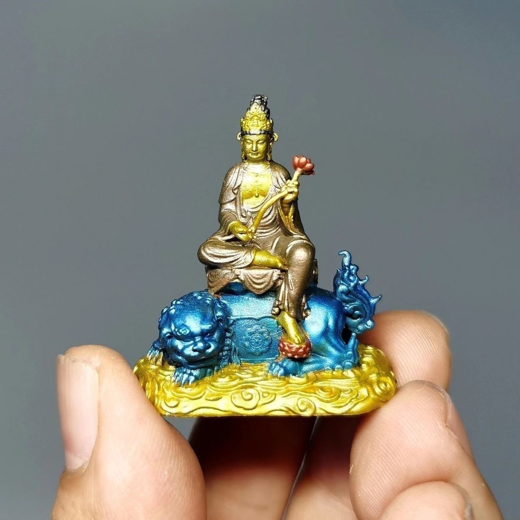 Manjusri Bodhisattva Samantabhadra Vishen Vishena Buddha Huayan Sansheng Pure Copper Solid Precision Casting Ornaments (Shipped No. 5.10)