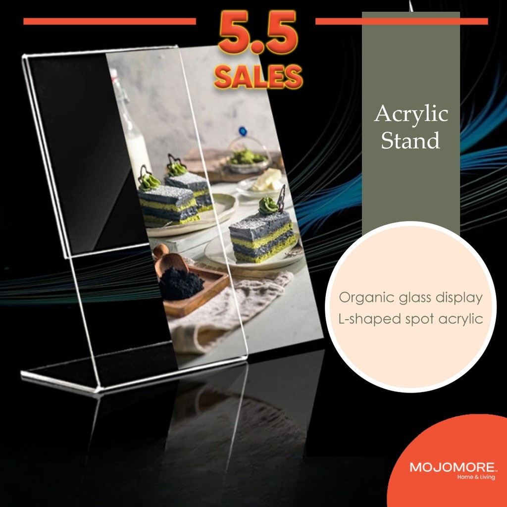 MOJOMORE Acrylic Stand A4 / A5 / A6 Size Menu Paper Poster QR Code Frame Holder Display Thick Material