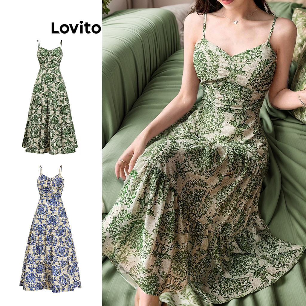 Lovito Boho Dress Paisley Pattern Smocked Bow Back Summer Dress for Women L87ED315 (Multi-color) Lovito Gaun Boho Corak Paisley Gaun Musim Panas Bercorak Reben Belakang Smoked Untuk Wanita L87ED315 (pelbagai Warna)