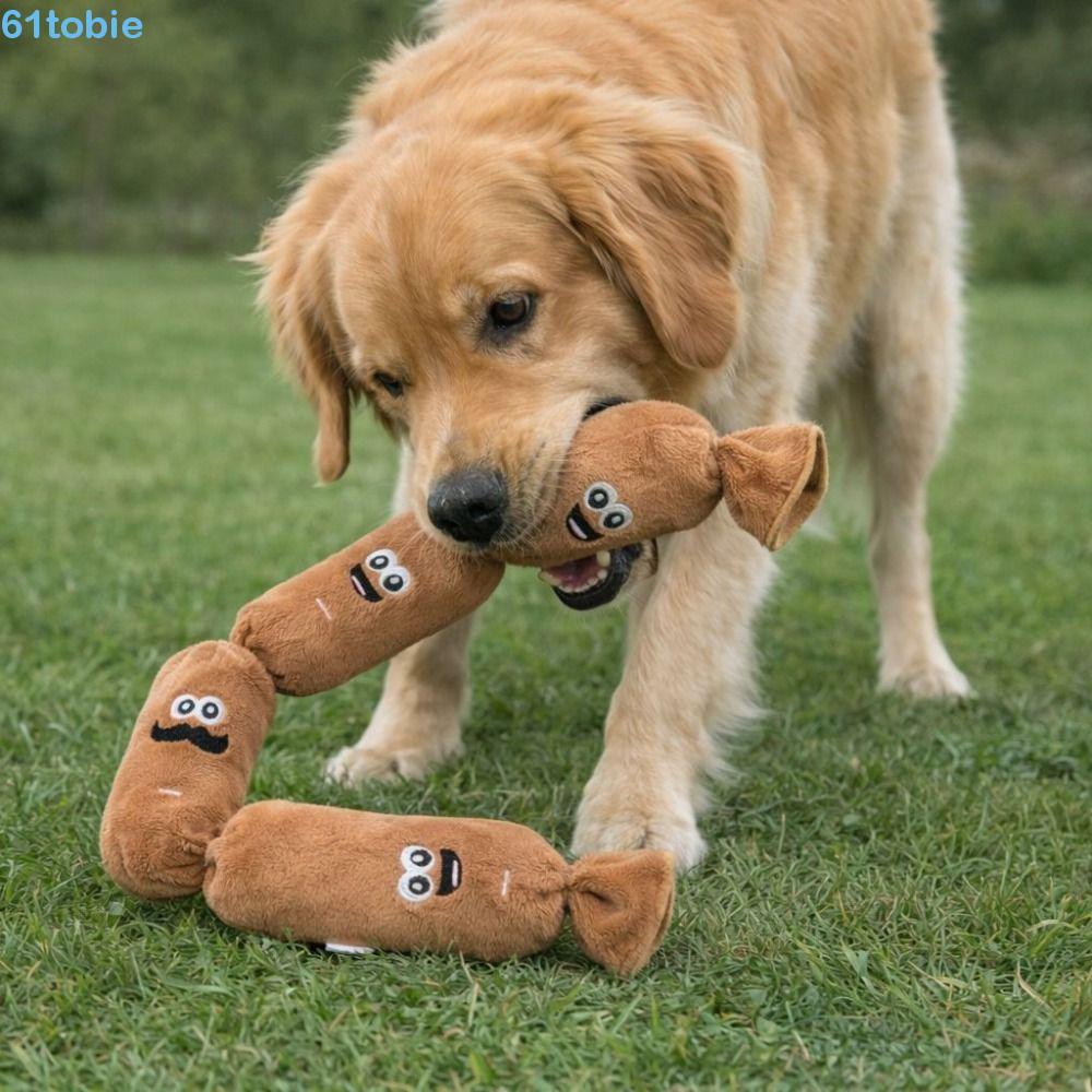 TOBIE Plush Sausage Sound Toy, Cartoon Bite-resistant Squeaky Dog Toy, Pet Supplies Creative Wear-resistant Soft Pet Chew Plush Toy Puppy