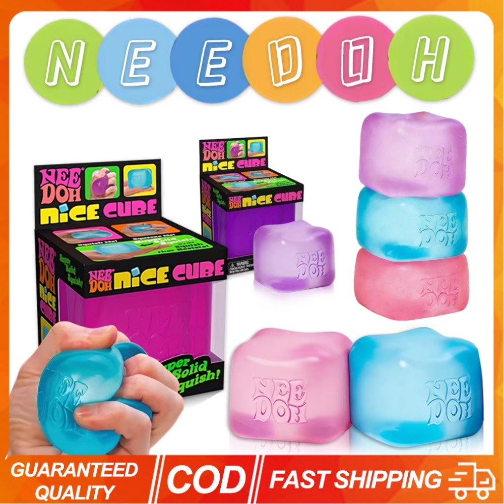 NeeDoh Nice Ice Mini Cube Baby Sensory Squeeze Toy Super Solid Squishy Stress Ball Relief Anxiety Calming for Adults Autism ADHD Portable Teenie Calming Creative Gift
