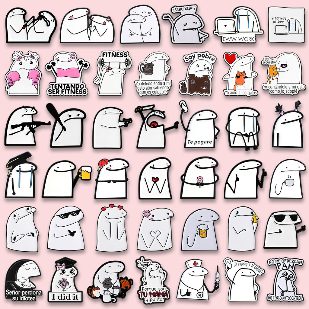 50 Styles of Funny Flork Enamel Pin Cute Meme Character Metal Badge Internet Emoticon Brooch Clothing Backpack Accessories Gift