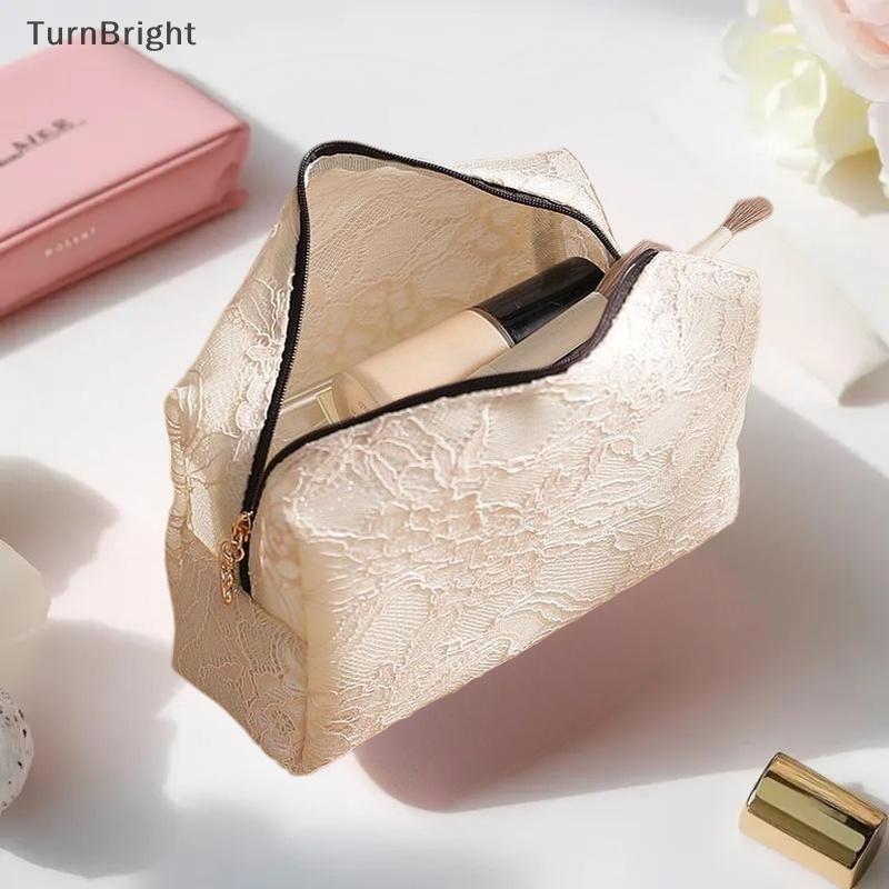 [TurnBright] Storage Organizer Floral Lace Makeup Bag Flower Printed Cosmetic Pouch Large Travel Cosmetic Bag Makeup Accessory [MY]