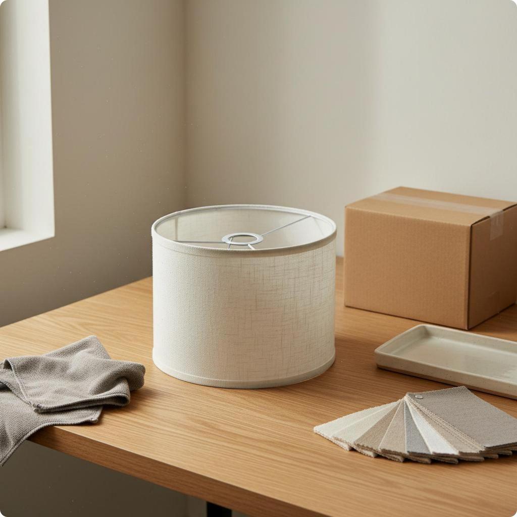 [kwbyle] Modern Linen Lampshade Easy Assembly Stylish Lamp Cover Drum Design for Living Room Floor Lampshade