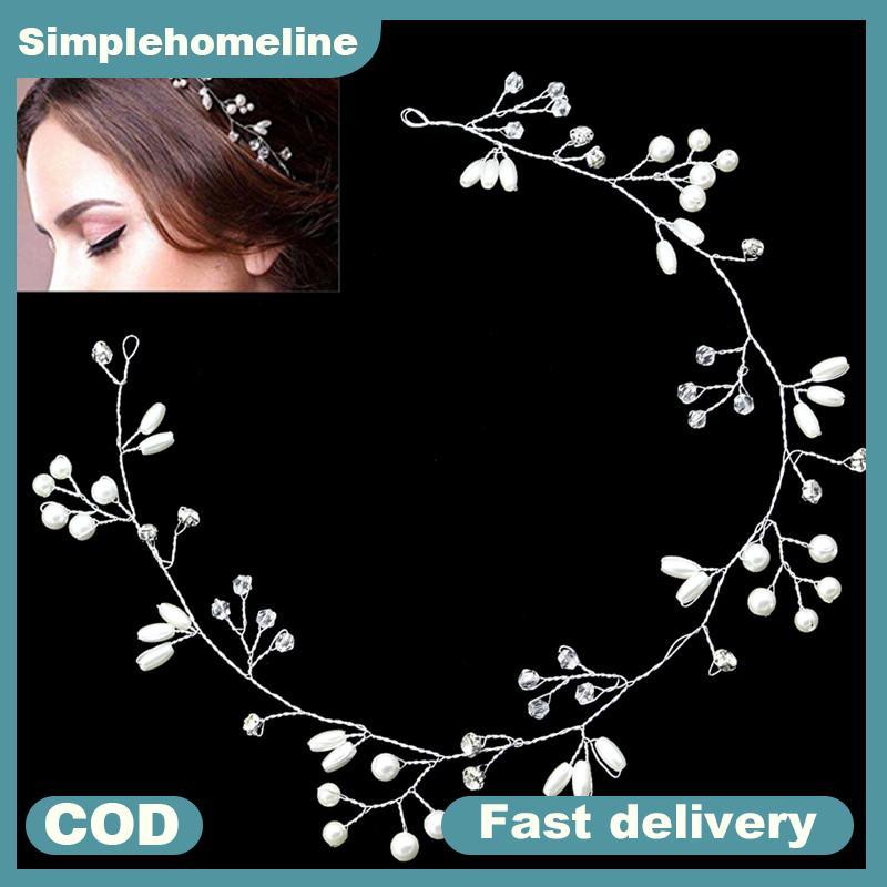 SLMY Luxury Wedding Bridal Rhinestone Faux Pearl  Tiara Hair Headpiece SHE