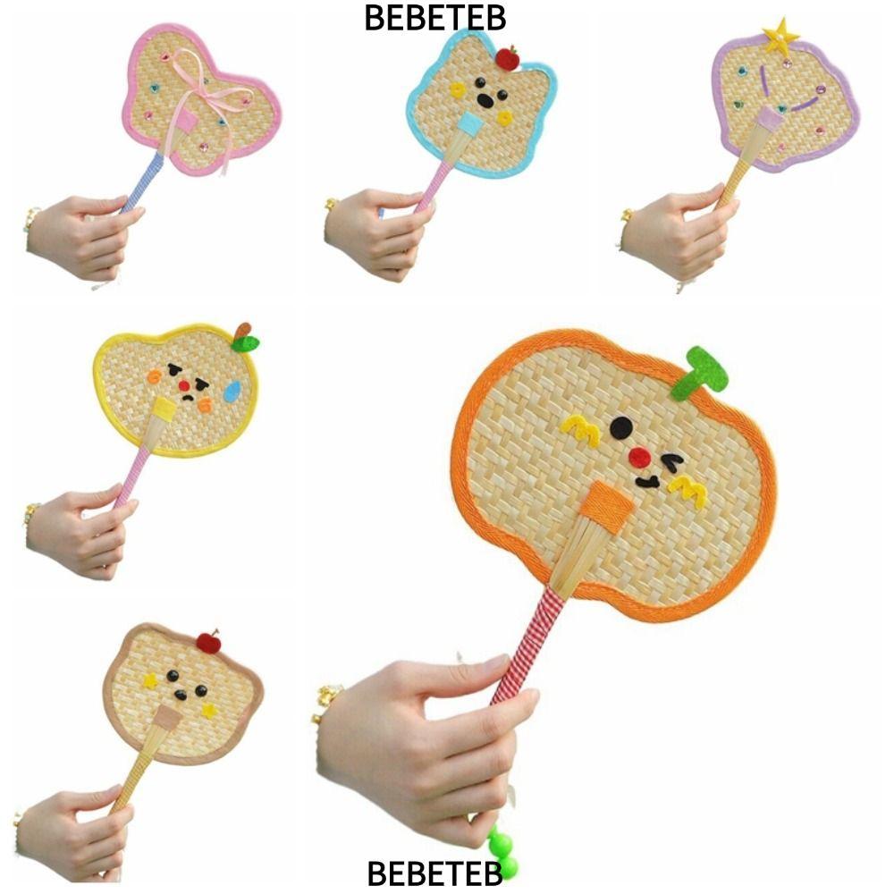 BEBETMY Pu Fan, Hand-cranked Colourful Bamboo Weaving Fan,  Handmade Bamboo Handheld Fan Home Decor