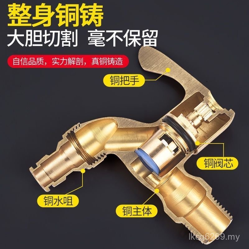 Single Cooling Antifreeze Fast Copper Faucet Open Sink Faucet Pipe Full Faucet Washing Machine Thickened Quarter Mop Car Wash Household LTAT