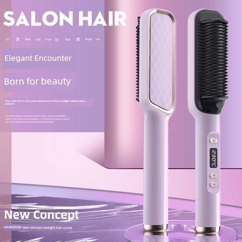🔥 multi-function hair comb 🔥 Korean Style Curly Straightener curling and straightening comb 110V Anion Anti-Scald Long Lasting Two-in-One Straight Comb