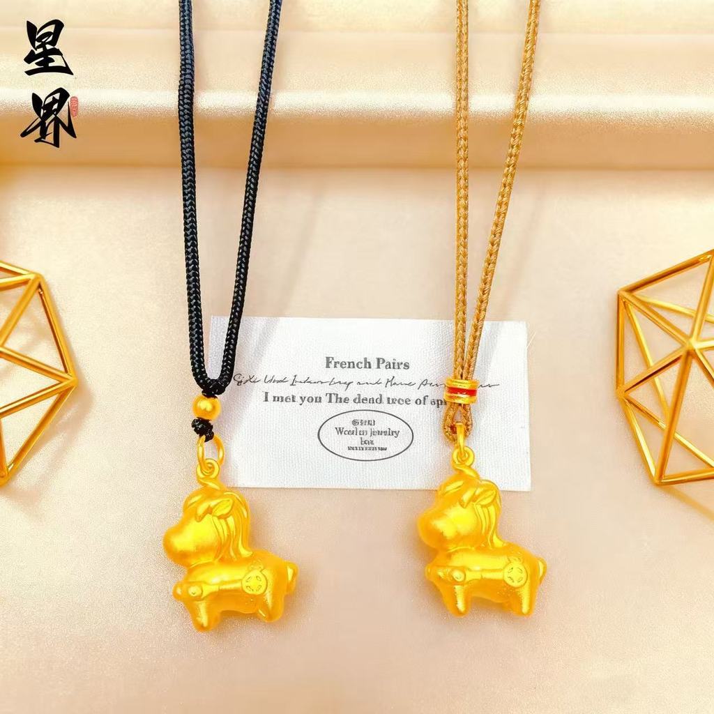 916 gold Three-Dimensional Pony Hair Pendant /Emas loket 916 Zodiac Horse Sweater