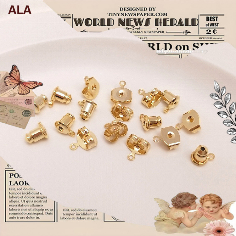 ❤️Jewelry DIY Accessories❤️14K Light Gold Bag Real Gold Color Retention Bullet Plug with Ring Butterfly Ear Plug with Hanging Ring Handmade DIY Ear Stud Accessories[diy earrings accessories earings earring diy earing diy hook earrings]
