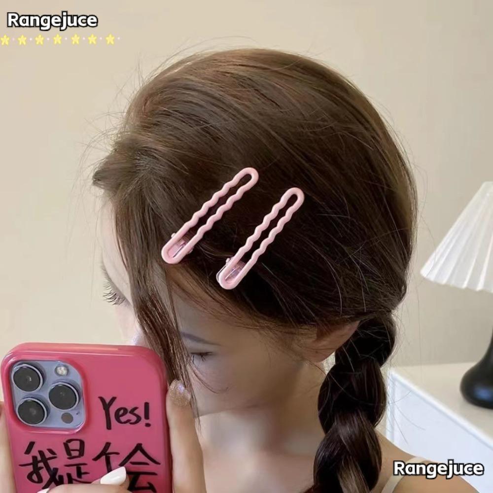 RANGEJUCE Hairpin with Wavy Side, Alloy Solid Color Candy-colored Cute Hairpin, Simple Hairclip