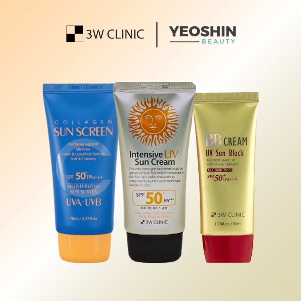 3W Clinic Intensive UV Sun Cream / BB Cream UV Sunblock / Collagen Sunscreen SPF50+ PA+++ (3 Options)