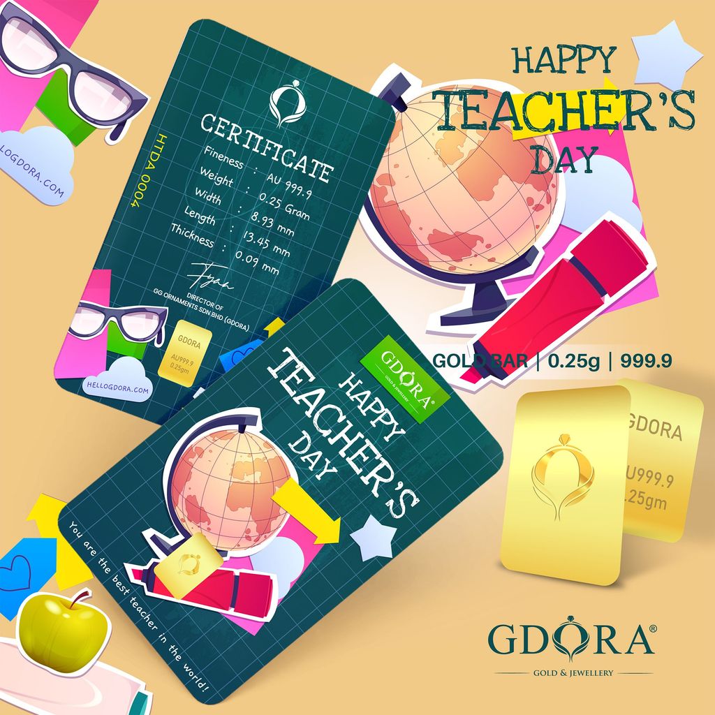 GDORA Gold Bar 0.25gram Teacher's Day Black Board 999.9