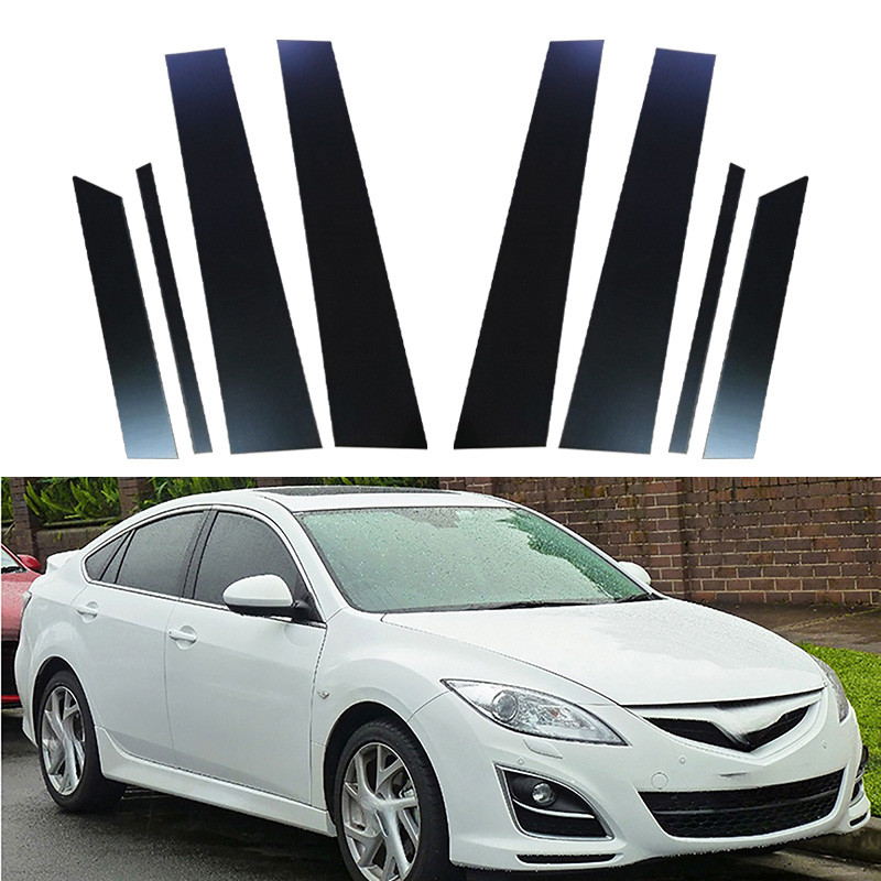 8Pcs Car Pillar Posts Door Window Trim Cover Stickers Kit For Mazda 6 GH1 Liftback/Sports Hatchback 2008-2012 Column Accessories