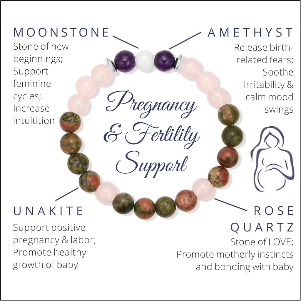 Gelang Kristal Kehamilan Aesnefe untuk Wanita, Perhiasan Batu Permata Semula Jadi untuk Wanita Hamil, Hadiah untuk Bakal Ibu, Hadiah untuk Ibu Pertama Kali, Hadiah Sokongan IVF untuk Isteri dan Anak Perempuan