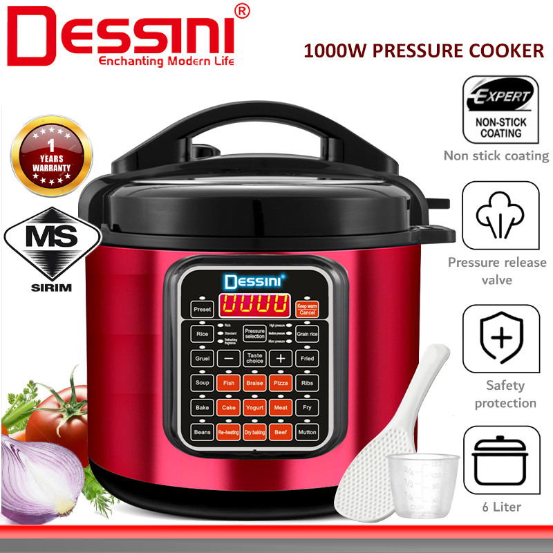 DESSINI ITALY 25 IN 1 Electric Digital Pressure Cooker Non stick Inner Pot Rice Multi Cooker Steamer Periuk Tekanan (6L)