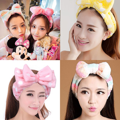 One Free Shipping Face Wash Headband Headband Big Bow Beauty Cosmetic Towel Comfortable Headband Headband Coral Fluff