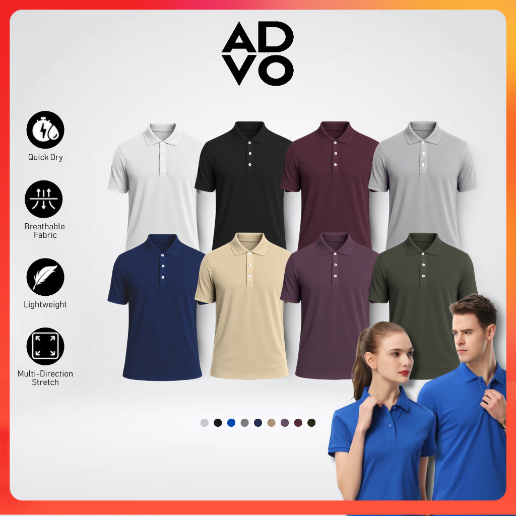 ADVO Polo Tee Unisex Quick Dry Microfiber Polo T Shirts Polo Tee T-shirt Collar