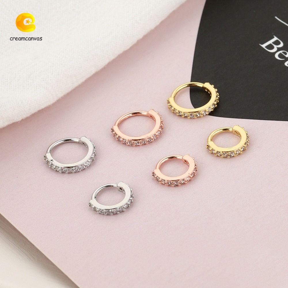 CREAMCANVAS​ Round Cubic Zircon Nose Ring, Cartilage Helix Piercing Europe and America, Personalities Hypoallergenic Body Jewelry Copper Travelling Memorial