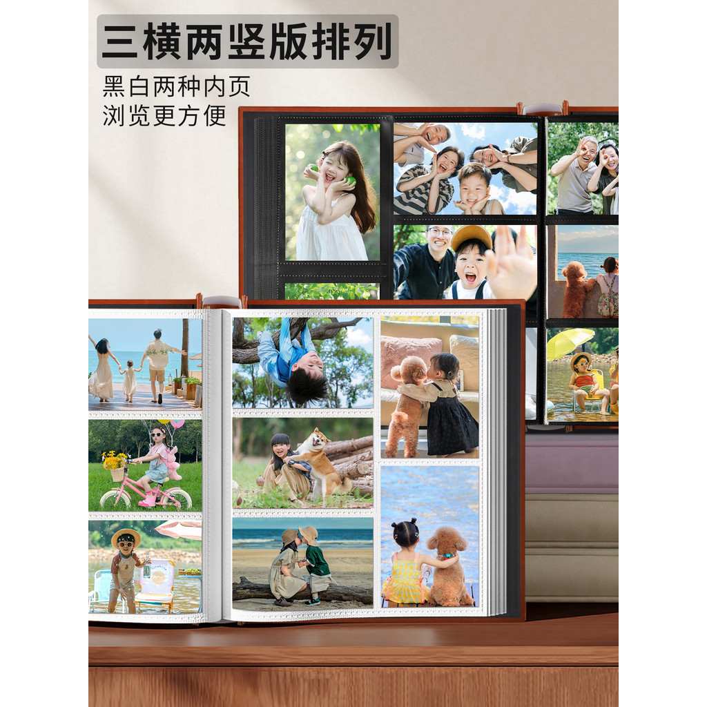 photo album album gambar kahwin 20cm 1,000 Sheets Leather Photo Album Book Large Capacity Commemorative Album 17cm Photo Storage Album Baby Growth Record Book