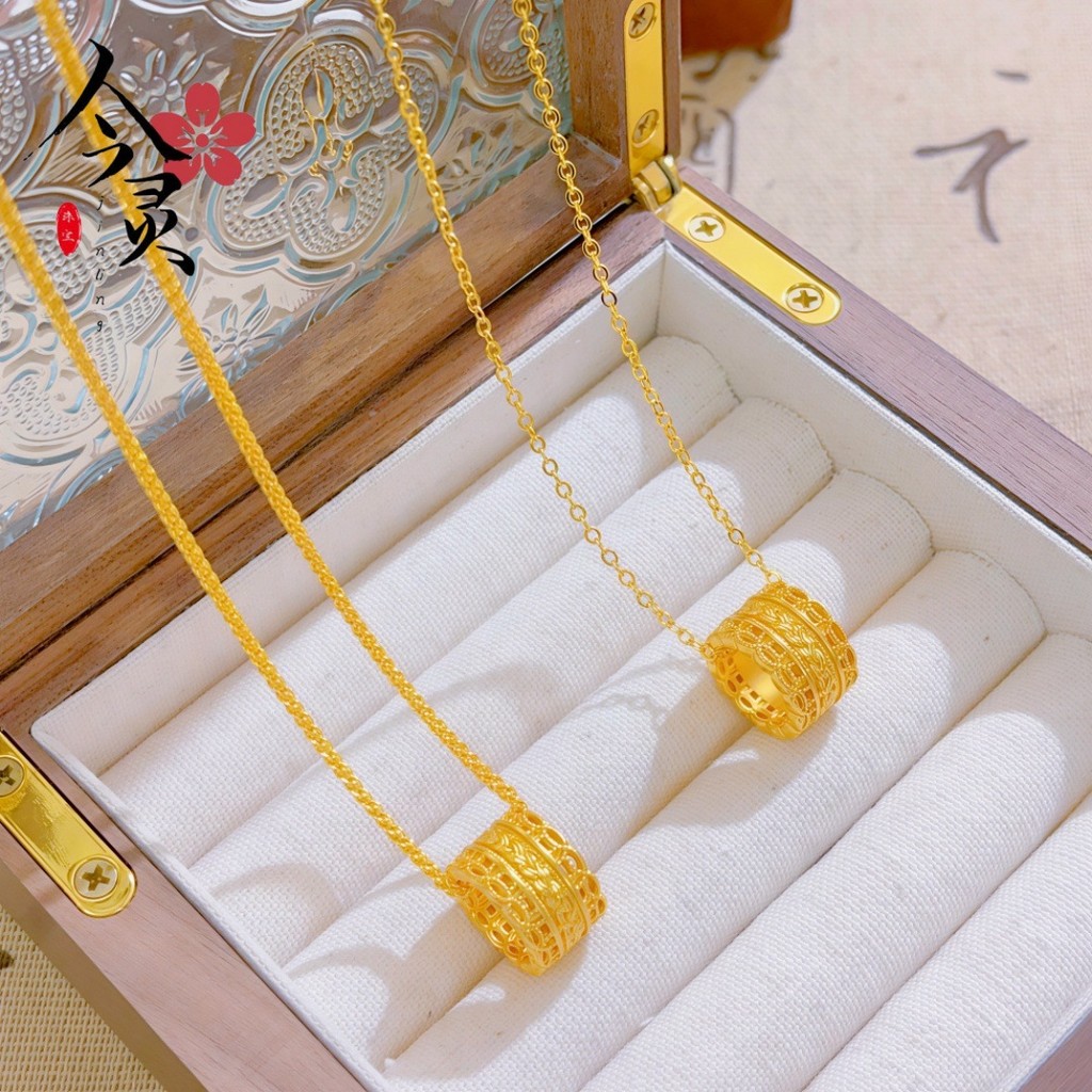 Diy charm gold 916 Waist Wrapping Twisted Passepartout  Diamond Through/emas loket 916