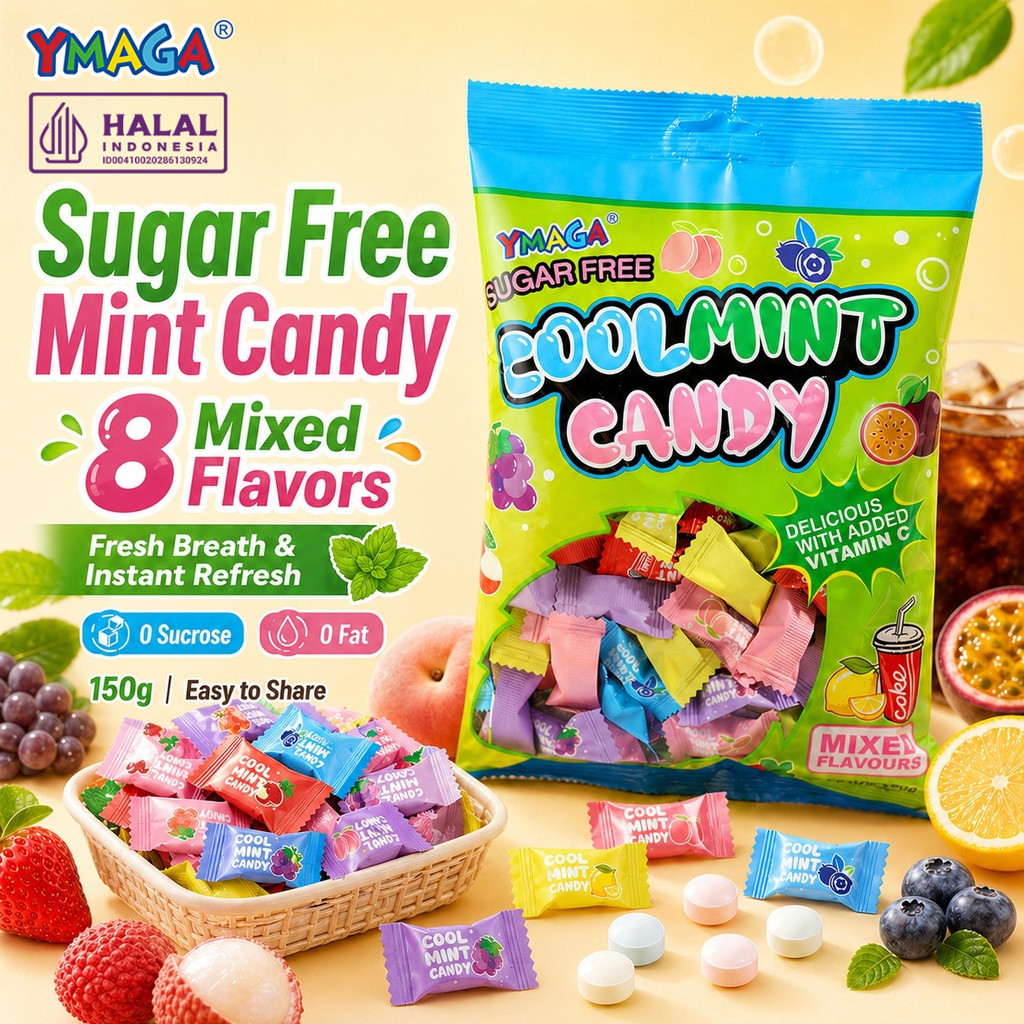 halal Sugar Free Mint Candy 150g 8 Mixed Flavors Fresh Breath 0 Sucrose 0 Fat