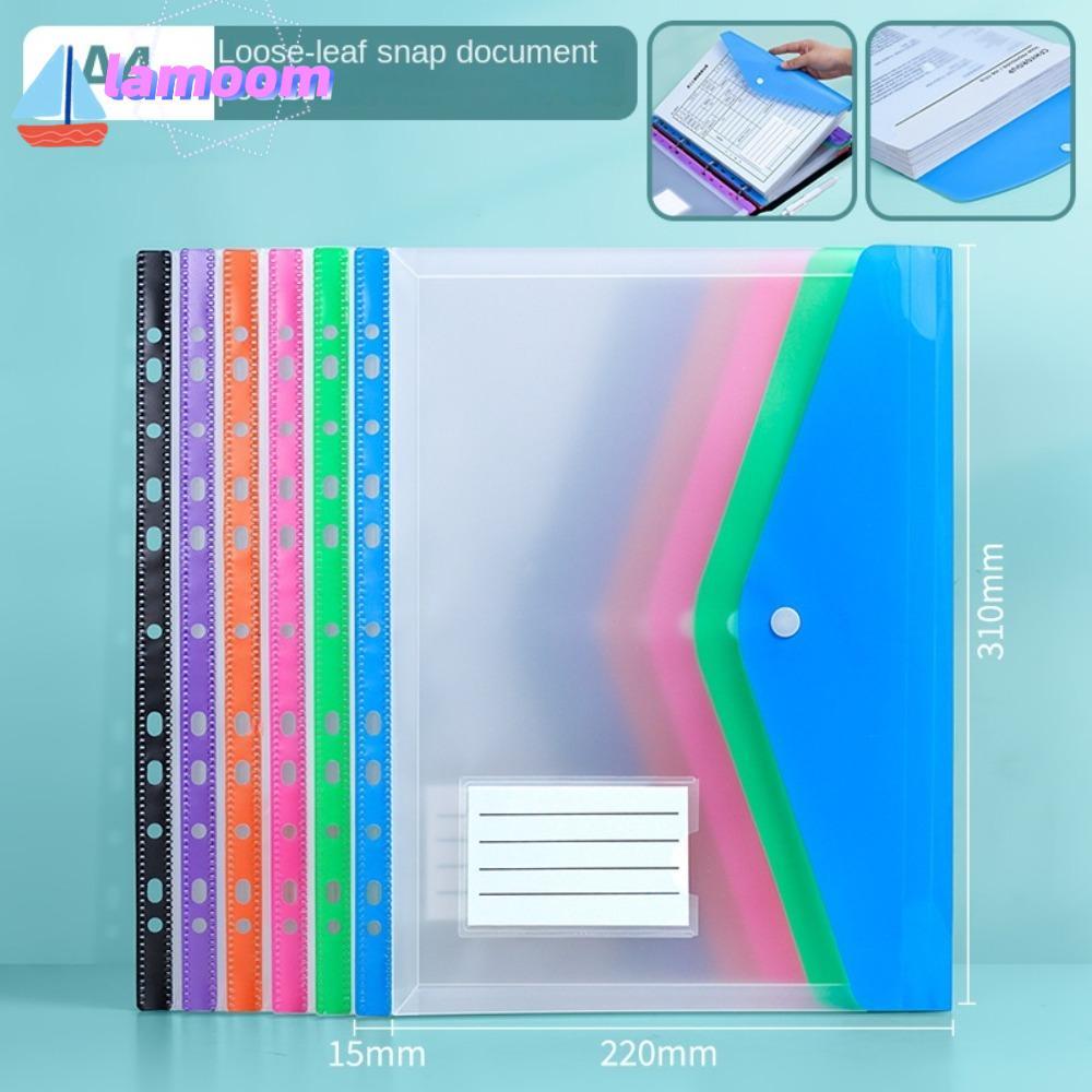 LAMOOMY 6 pcs Binder Folders, A4 Envelopes Binder Pocket,  11 Holes Large Capacity Button Closure Punched Pockets Document Storage