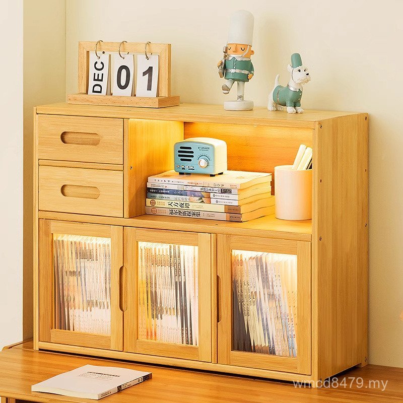 Simple Cabinet Bookcase Small Shelf Storage Multifunctional Children Desktop Storage Bookshelf Cabinet Desktop Bookshelf 5XLY