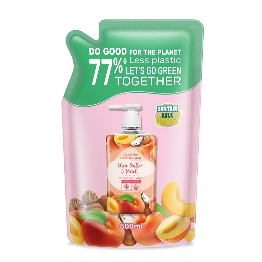 WATSONS Cream Handwash Refill Shea Butter & Peach 500ml